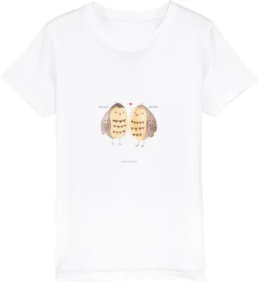 Produktbild von Mr. & Mrs. Panda Kleinkinder T-Shirt Eulen Liebe 12-14 Jahre (152/164) - Weiß - Geschenk, Eule, Kinder-T-Shirt, Kindershirt, glücklich, Teenager, Baumwollshirt Kinder