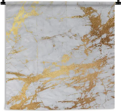 Produktbild von MuchoWow® Wandteppich Wandbehang Marmor - Grau - Gold 150x150 cm Tapisserie Dekoration Wandtuch - Wohnaccessoires - Modernes