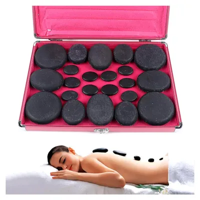 Produktbild von Hot Stone Massage Set mit 20 Massagesteinen und Heizbox für Wellness und Massage