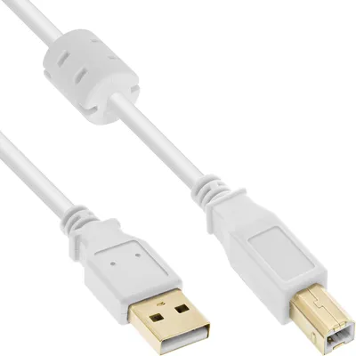 Productafbeelding van InLine 34510W, 1 meter, USB A, USB B, mannelijk/mannelijk, 0,48 Gbit/s, wit