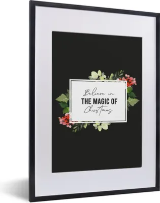 Produktbild von MuchoWow® Gerahmtes Poster Blumen - Weihnachten - Zitate 30x40 cm - Poster mit Schwarzem Bilderrahmen Wandposter Rahmen Foto Bilder - Wandposter Schlafzimmer
