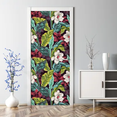 Produktbild von Dekorative Türtapete selbstklebend Klebefolie Türposter Türaufkleber Exotisches Blätter 70 x 200 cm