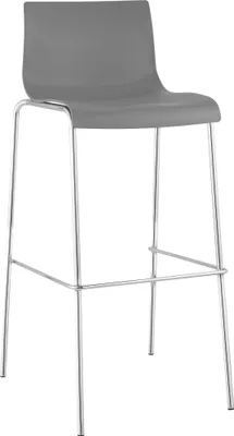Imagen del producto de Silla de bar Hoover - plástico, patas de metal cromadas - Gris
