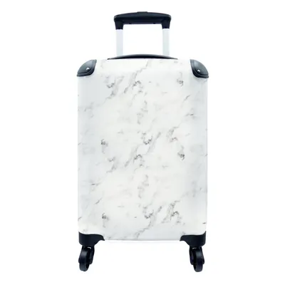Produktbild von MuchoWow® Koffer Handgepäck Trolley Rollkoffer Kleine Reisekoffer mit 4 Rollen - Marmor - Weiß - Grau - Cabin Size < 55x40x23 cm & 55x40x20 cm - Fotokoffer - Kabinenkoffer - Boardgepäck - Reise-Box - Reisekoffer - Reisegepäck - Koffer mit Bild - Trolley für Kinder