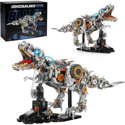 Obrázek produktu pro Stavebnice s klipovými dílky – dinosaurus T-Rex se světlem, mechanická hračka Tyrannosaurus Rex, dárek pro dospělé a chlapce od 14 let