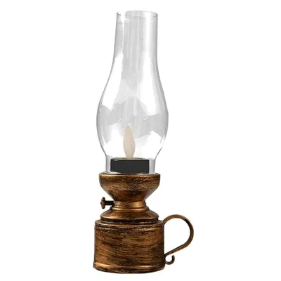 Immagine prodotto di Lanterna a paraffina LED in stile retrò, lampada da tavolo LED retrò con 3 pile a bottone LR44, lampada da comodino vintage - VINTALUM Bronze
