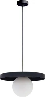 Produktbild von Pendelleuchte Metall Glas E27 Ø 30 cm Schwarz Weiß Kugelschirm