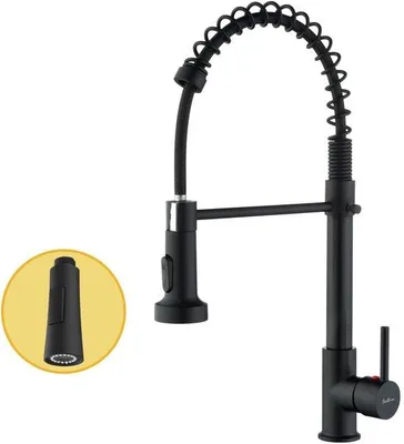 Produktbild von Hogedruck-Küchenarmatur, 360° drehbar, 2 Strahlarten, Edelstahl, schwarz