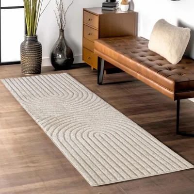 Image de Teppium Tapis Coureur 80x250 cm Crème à Poils Longs Design Scandi Boho Effet Relief Shaggy Doux Moelleux Robuste Facile à Nettoyer Moderne pour Chambre, Couloir