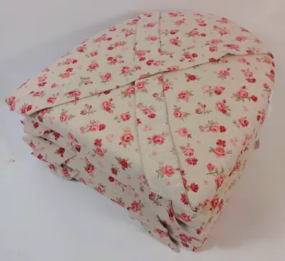 Produktbild von Rattani Set 4 x Stuhlkissen/Sitzkissen Marina halbrund mit Schleife 42 x 45 cm Dicke 5 cm, Fb. Mirha Leinen Rose
