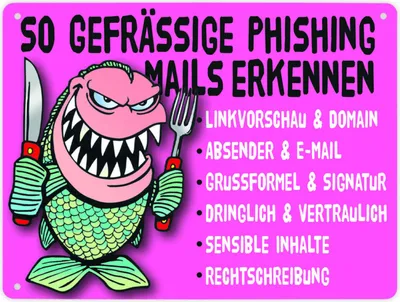 Produktbild von Phishing Mails Metallschild XL in 21x28 cm in magenta zum Thema Phishing Mails
