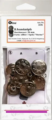 8 Jeansknöpfe silberfarben 20 mm, Metallknöpfe nahtlos