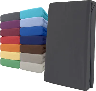Produktbild von Spannbettlaken Jersey 180-200x200 Anthrazit 100% Baumwolle Rundumgummi
