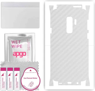 Produktbild von apgo Rückseite + Seiten Schutzfolie, Skin, kompatibel mit Samsung Galaxy S9 Plus, Hinten Displayschutzfolie aus Vinylfolie, kratzfest, einfache Montage - Transparenter Kohlenstoff