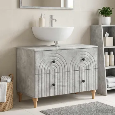 Productafbeelding van Maison Exclusive - Wastafelmeubel ALKMAAR, betonkleur, 82 x 41 x 59 cm