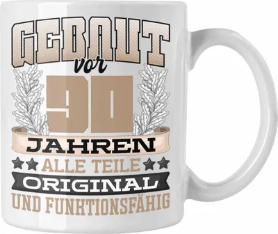 Produktbild von Trendation - 90. Geburtstag Tasse Geschenk Frauen Männer Spruch Gebaut Vor 90 Jahren (Weiß)