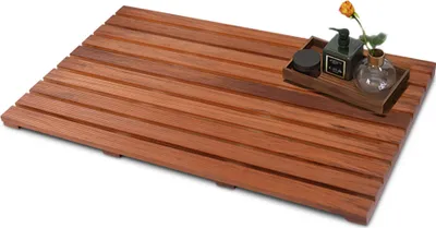 Produktbild von AIORBER Badematte, hochwertiges Teakholzmaterial,Saunamatte, rutschfestes Design,belüftetes hygienisches Design,für Bad, Dusche, Sauna 80x50x3cm,Braun