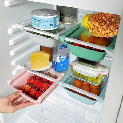 Obrázok produktu pre Sada organizérov do chladničky, 4 úložné boxy, bez BPA, šedá, univerzálne