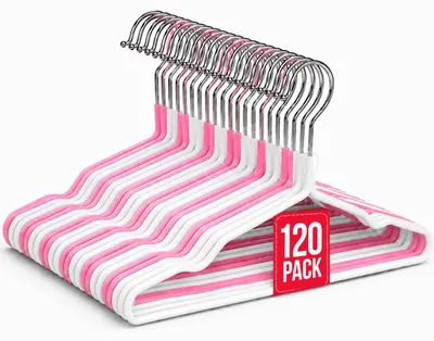 Imagen del producto de Percha de Plástico Infantil Rosa y Blanca 25 cm Pack 120 COM-FORT HOUSE