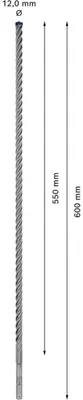 Obrázek produktu pro Bosch Expert SDS plus-7X, Rotační kladivo, Hammer drill bit, 1,2 cm, 600 mm, Betonový, Kámen, 55 cm