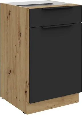 Produktbild von LUNARA Unterschrank mit Schublade – Breite 50 cm, Schwarz/Eiche Artisan