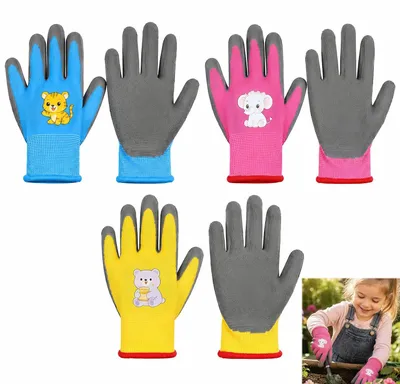 Produktbild von Kindergartenhandschuhe mit Latexschaum-Beschichtung, atmungsaktiv, 3-5 Jahre, 3 Paar, für Gartenarbeit