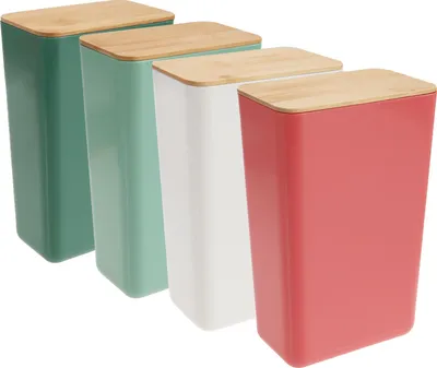 Produktbild von com-four® 4x Vorratsdose mit Bambus-Deckel - Aufbewahrungsbox aus Kunststoff