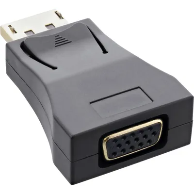 Produktbild von InLine DisplayPort Konverter, DisplayPort Stecker auf VGA Buchse, FullHD/60Hz, DisplayPort male, VGA, Stecker, Buchse, Gold, 1920 x 1080 Pixel