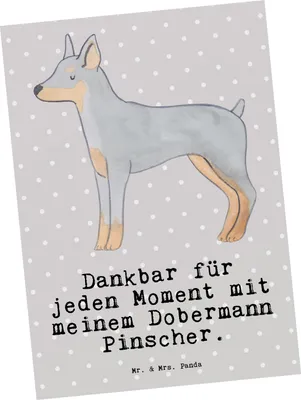 Produktbild von Mr. & Mrs. Panda Postkarte Dobermann Pinscher Moment - Grau Pastell - Geschenk, Motivkarte, bildkarte, Postkarten, Ansichtskarten, Ansichtskarte