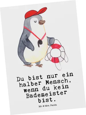 Produktbild von Mr. & Mrs. Panda Postkarte Bademeister Herz - Weiß - Geschenk, Schwimmmeister, Schwimmbad, Ansichtskarte, Grußkarte, einzelkarte, Freibad, Jubiläum, Postkarten, Spruch