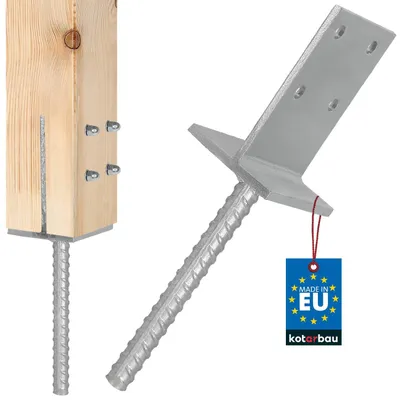 Produktbild von KOTARBAU® T Pfostenträger zum Einbetonieren mit Betonanker aus 130x90x6mm