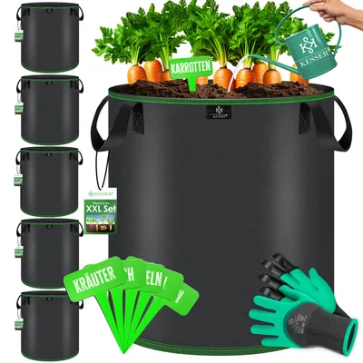 Produktbild von KESSER® Pflanzsack aus Vlies mit Namensschildern, Sichtfenster & Griffen – ideal für Gemüse, Blumen & Obst