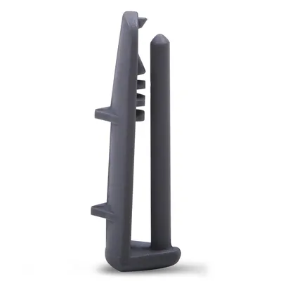 A gray plastic part for a dishwasher, shown in profile against a white background.