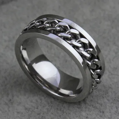Produktbild von Punk-Herren- und Damen-Edelstahlkette mit eingelegtem Fingerring, Schmuck, Charm-Geschenk