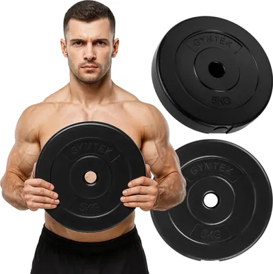 Obrázek produktu pro Zátěžový talíř Gymtek® - 5 kg závaží, ⌀29 mm - zátěžový talíř, činky, fitness kotouč - silový trénink, domácí posilovna, fitness