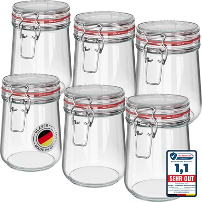 Produktbild von WELLGRO Einmachgläser mit Bügelverschluss rund 800ml - Vorratsgläser