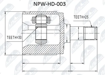 Produktbild von NTY Gelenksatz Antriebswelle Vorne Links Getriebeseitig für HONDA CIVIC VI Hatchback (EJ, EK) NPW-HD-003