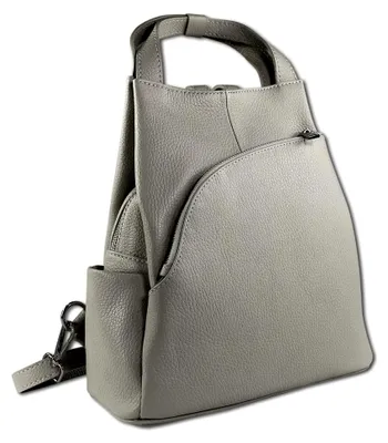 Produktbild von Damen Cityrucksack Leder Tasche hellgrau Leder Cityrucksack