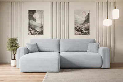 Produktbild von ALTDECOR Ecksofa mit Schlaffunktion und Bettkasten Corner Sofa Eckcouch Couch L-Form universal, links/rechts angeordnet Schlafcouch Ausziehbar Wohnlandschaft Schlafsofa ORRO-L - 272x145x83cm Grau