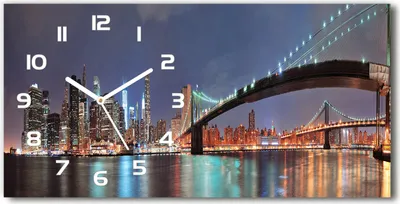 Produktbild von Wanduhr aus Glas – 60x30 cm - Glasbild - Glasuhr - Gehärtetes Glas - weisse-zeiger - Manhattan New York