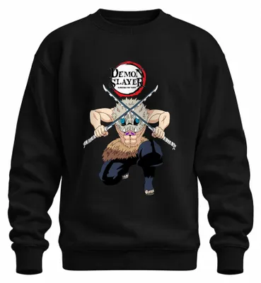 Produktbild von Demon Slayer Inosuke Kimetsu no Yaiba Ebermaske Anime Sweatshirt Pullover, Schwarz, S