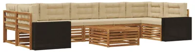 Imagen del producto de vidaXL Juego de sofás de exterior, 8 piezas, color natural y beige