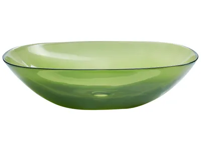 Produktbild von BELIANI Waschbecken Grün Mineralwerkstoff Oval 54x36 cm mit Klickverschluss Stöpsel Badezimmer Ausstattung Waschschale Waschtisch Aufsatzwaschbecken