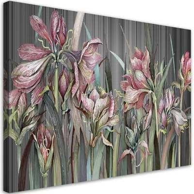 Produktbild von Leinwandbild Blumen Schwertlilien 120x80 Feeby Grau bild für die wand bereit zum aufhängen