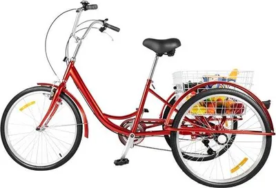 Produktbild von Drei-Rad für Erwachsene - Senior Cruiser - Komfortliches Transportfahrrad - inklusive Sitzkorb - 24 Zoll - Rot