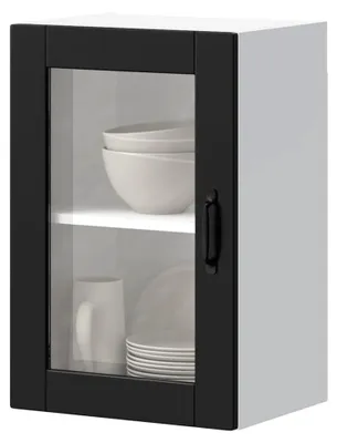 Produktbild von Küchen-Hängeschrank mit Glastür Schwarz