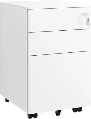 Productafbeelding van Rolcontainer met laden, mobiele archiefkast onder bureau, afsluitbare bureaukast, printtafel, 3 laden, 4 sleutels, voorgemonteerd, kantoor, thuiskanto