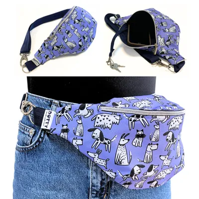 Produktbild von DOTTY Hüfttasche Bauchtasche Gürteltasche Hundemotiv Lila Hunde – wasserabweisend, verstellbar