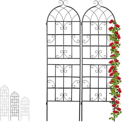 Zdjęcie produktu dla Metalowe kratki ogrodowe, 2 sztuki, 180 x 50 cm, czarne