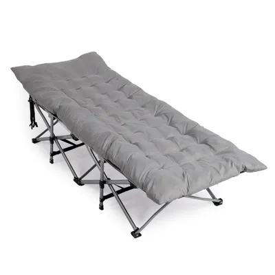 Produktbild von FCH Campingbett mit Kopfstütze & Seitentasche, Klappbett Feldbett klappbar mit Tragetasche，190 x 71 x 36cm,Grau